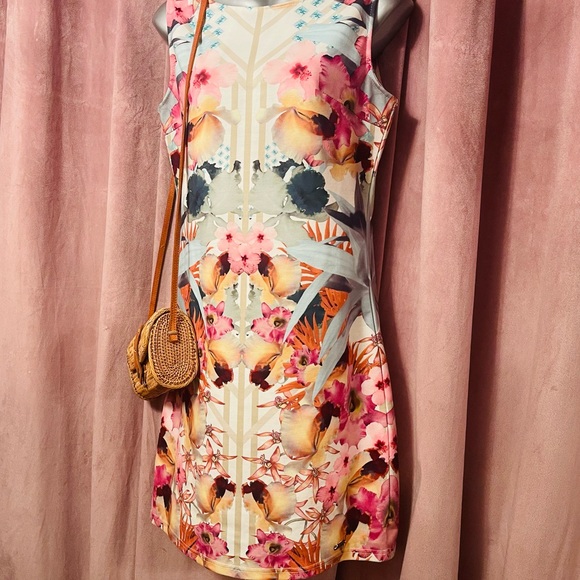 Orchid Kaleidoscope High Neck Structured Dress - Picture 7 of 10